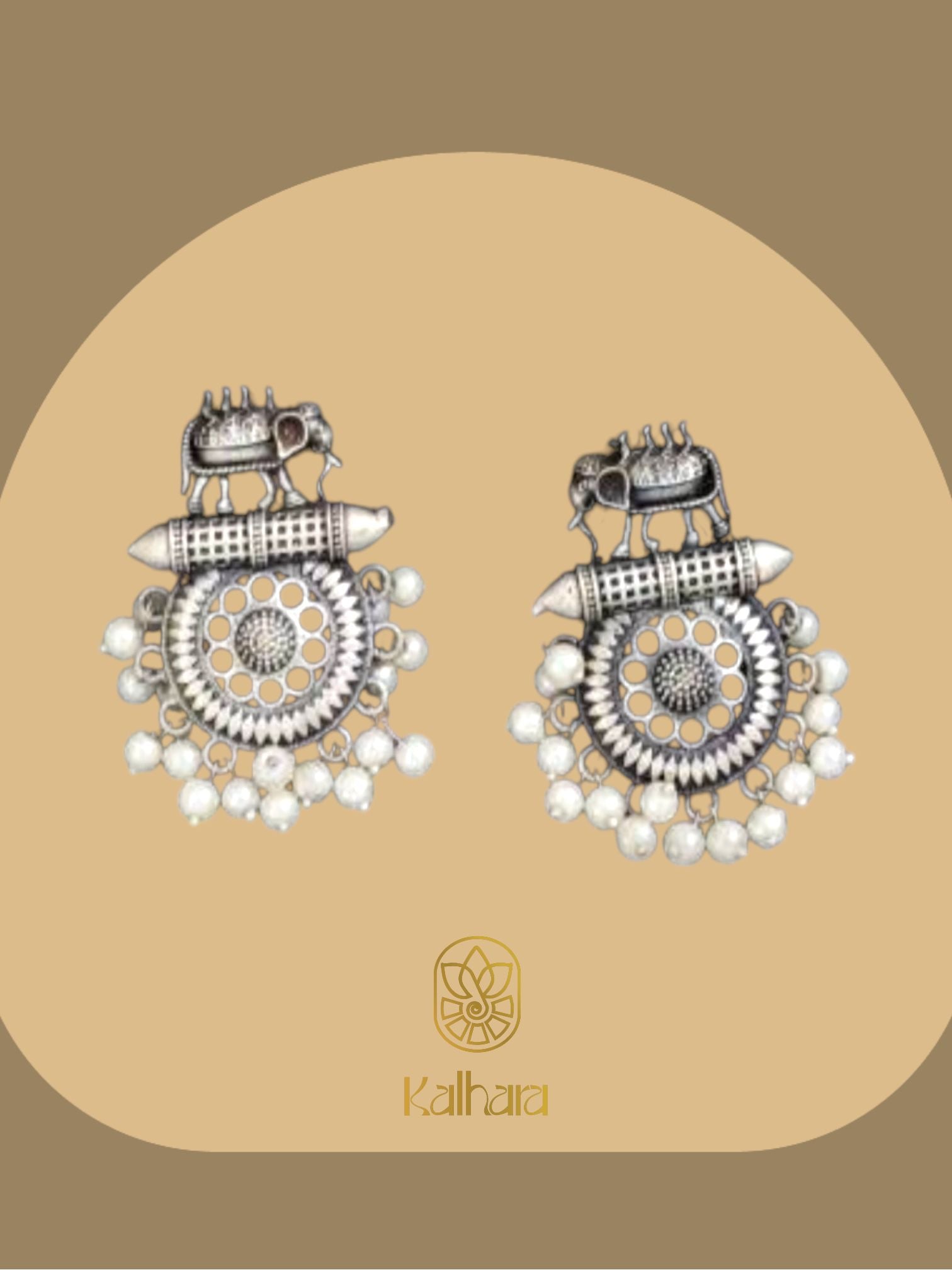 White Oxidised Earring